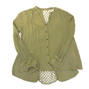 Free people Long sleeve Crochet button up